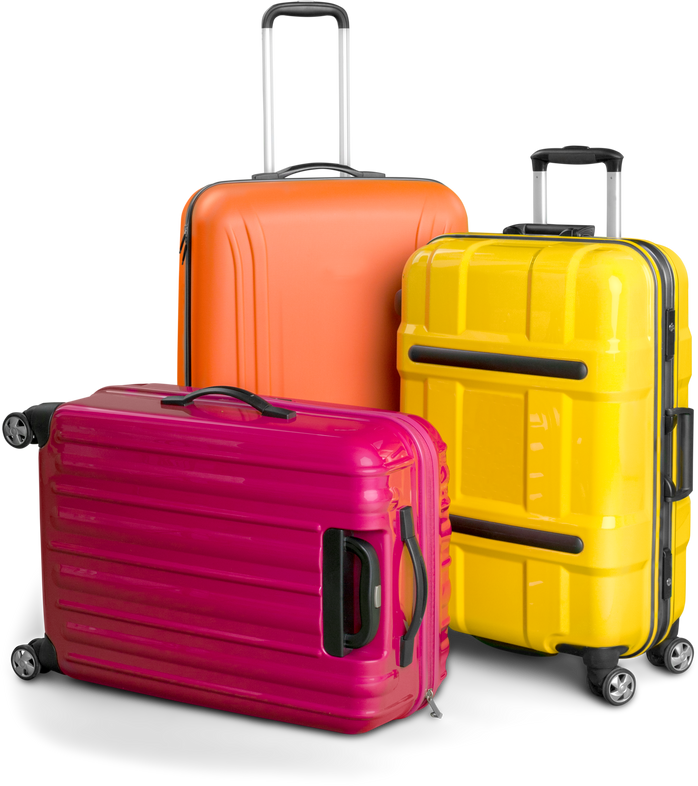 Luggage Consisting of Large Polycarbonate Suitcases Isolated on White